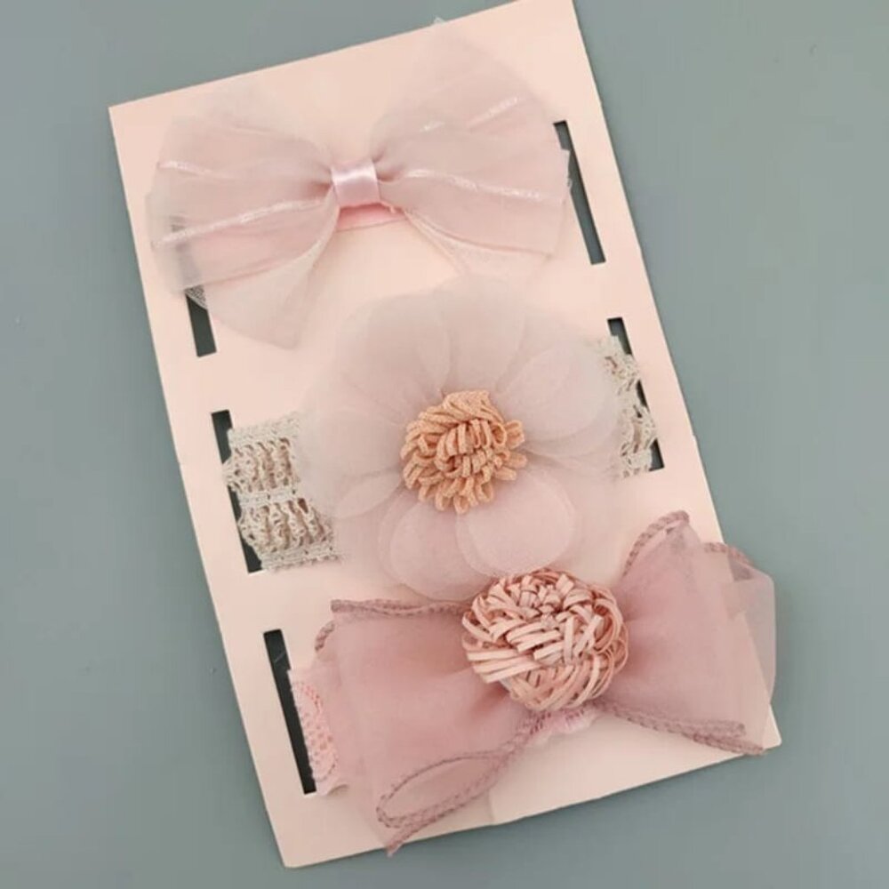 NEW - 3Pcs Set - Bows Baby Girl Headband - Baby Girls accesories